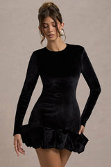 Velvet Ruched Hem Mini Dress