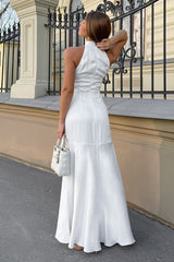 Sleeveless Ruched Fishtail Maxi Dress