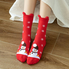 Cute Cartoon 3D Ear Red Mid Calf Christmas Socks