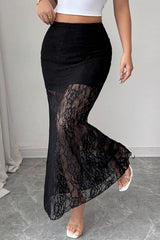 High-Waist Lace Bodycon Skirt