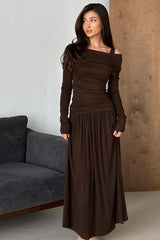 One Shoulder Ruched Maxi Dress