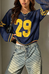 Varsity Graphic V Neck Sweater