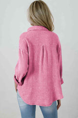 Blouse Textured With Buttons Clothes