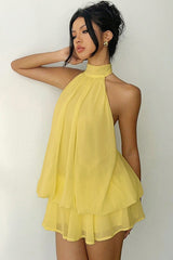 Chiffon Halter A-Line Mini Dress