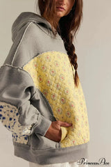 Embroidered Panel Design Casual Pullover Hoodie