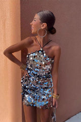 Sparkle Halter Neck Slip Dress