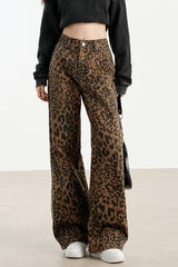 Leopard Print Wide Leg Jean