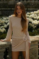 Round Neck Floral Bodycon Mini Dress