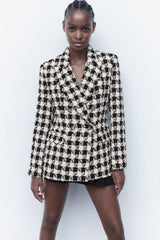 Textured Houndstooth Winter Blazer