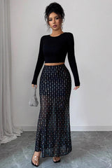 High-Waist Mesh Bodycon Skirt