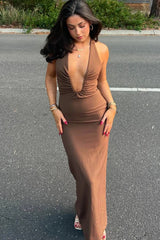 Backless Ruched Midi Dress