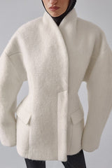 Sculptural Sleeve Wool Blend Coat