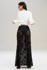 Solid Lace High Waist Slim Fit Skirt