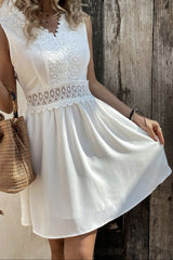 Patchwork Lace Short A-Line Boho Dress