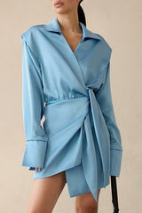 Asymmetric Satin Mini Dress