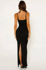 Fashion Lace Back Split Slip Maxi Dress