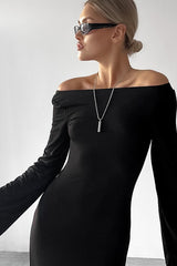 Black Knit Elegant Maxi Dress
