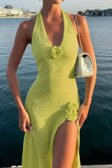 Backless V-Neck Sleeveless Maxi Dress