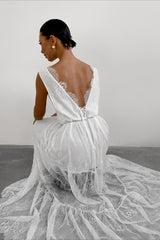 Lace V-Neck Open Back Maxi Dress