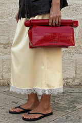 Lace Trim Straight Maxi Skirt