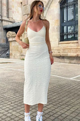 Strapless Halter Midi Dress