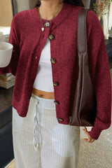 Minimalist Button Long Sleeve Christmas Cardigan