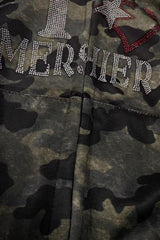 Camo Faux Fur Zip Short Hoodie