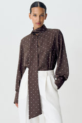 Polka Dot Tie Neck Blouse