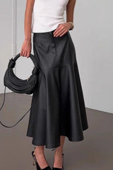 High-Waist Black PU Skirt