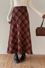 Red Plaid Wool Bodycon Christmas Skirt