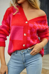 Plaid Panel Plus Size Christmas Cardigan