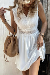 Patchwork Lace Short A-Line Boho Dress