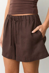 High Waist Drawstring Relaxed Fit Casual Shorts