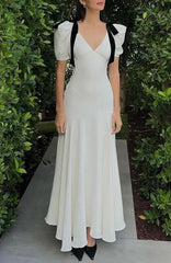 Lesley Bow Tie Puff Sleeve Maxi Dress
