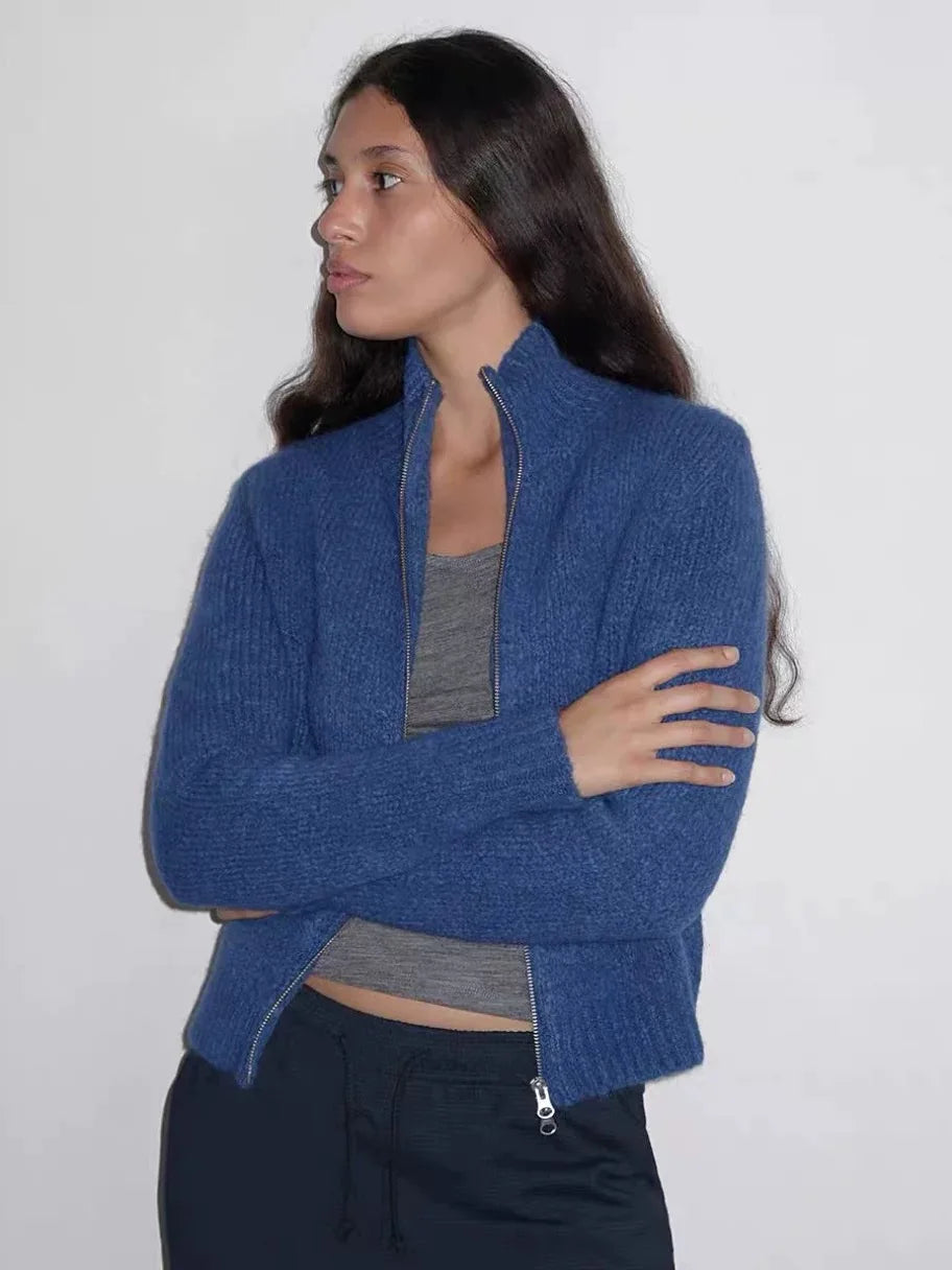 Red Wool Blend Knitted Crochet Letter Lapel Casual Christmas Sweater Sweaters-L