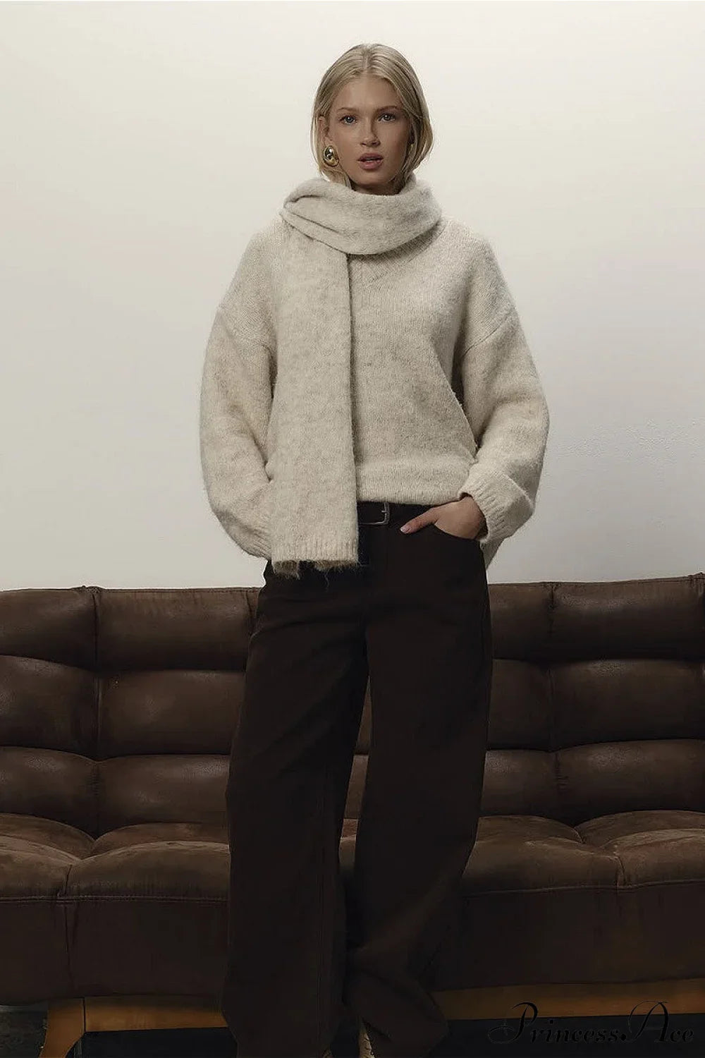Soft Wool Crew Neck Loose Slouchy Sweater
