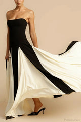 Two-Tone Paneled Tulle Strapless Wedding Dress Black / XS
