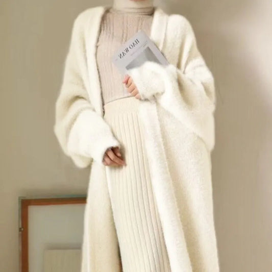 Elegant Cozy Warm Soft Fluffy Stylish Vintage Knitted Cashmere Long Sleeve Sweater