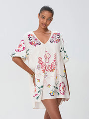 Loose Mini Beach Floral Dress for Vacation floraldress-250126