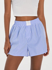 Striped Loose Wide Leg Lounge Short short-250223