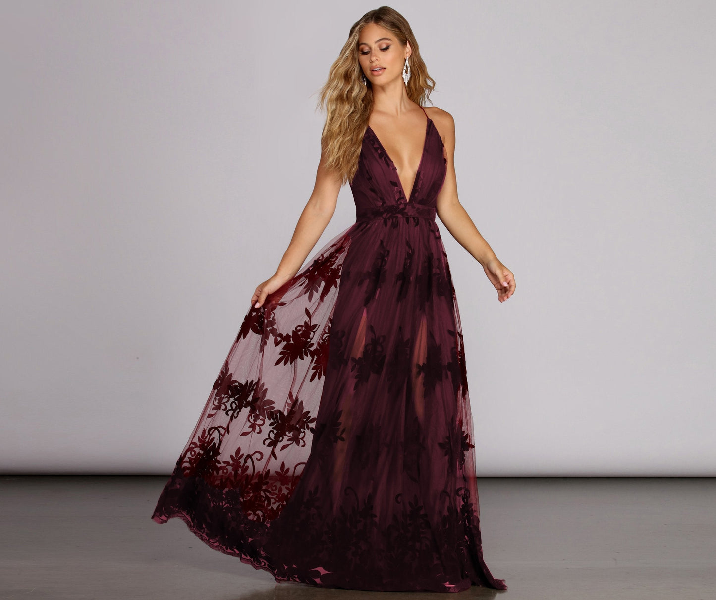 Morgan Formal Flocked Velvet Dress Ins Street