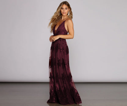 KittenAlarm - Morgan Formal Flocked Velvet Dress