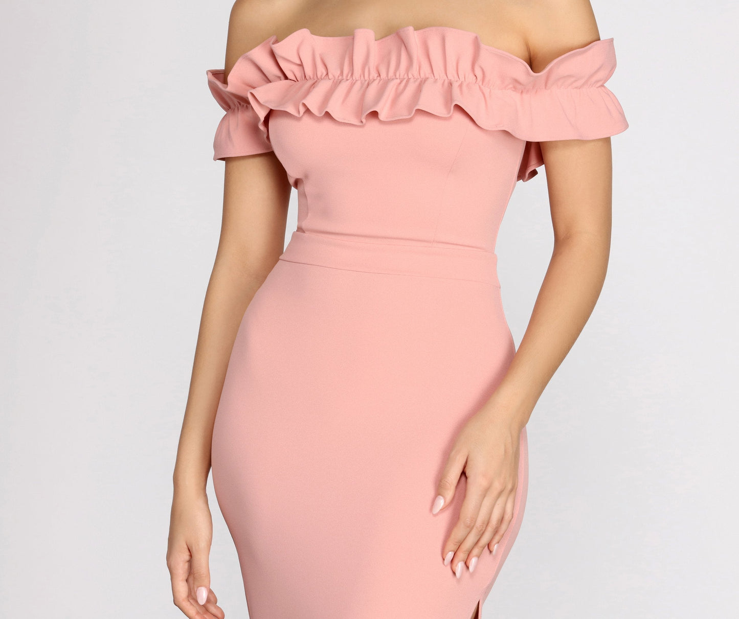 Colleen Ruffle Off Shoulder Crepe Dress