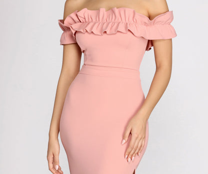 Colleen Ruffle Off Shoulder Crepe Dress