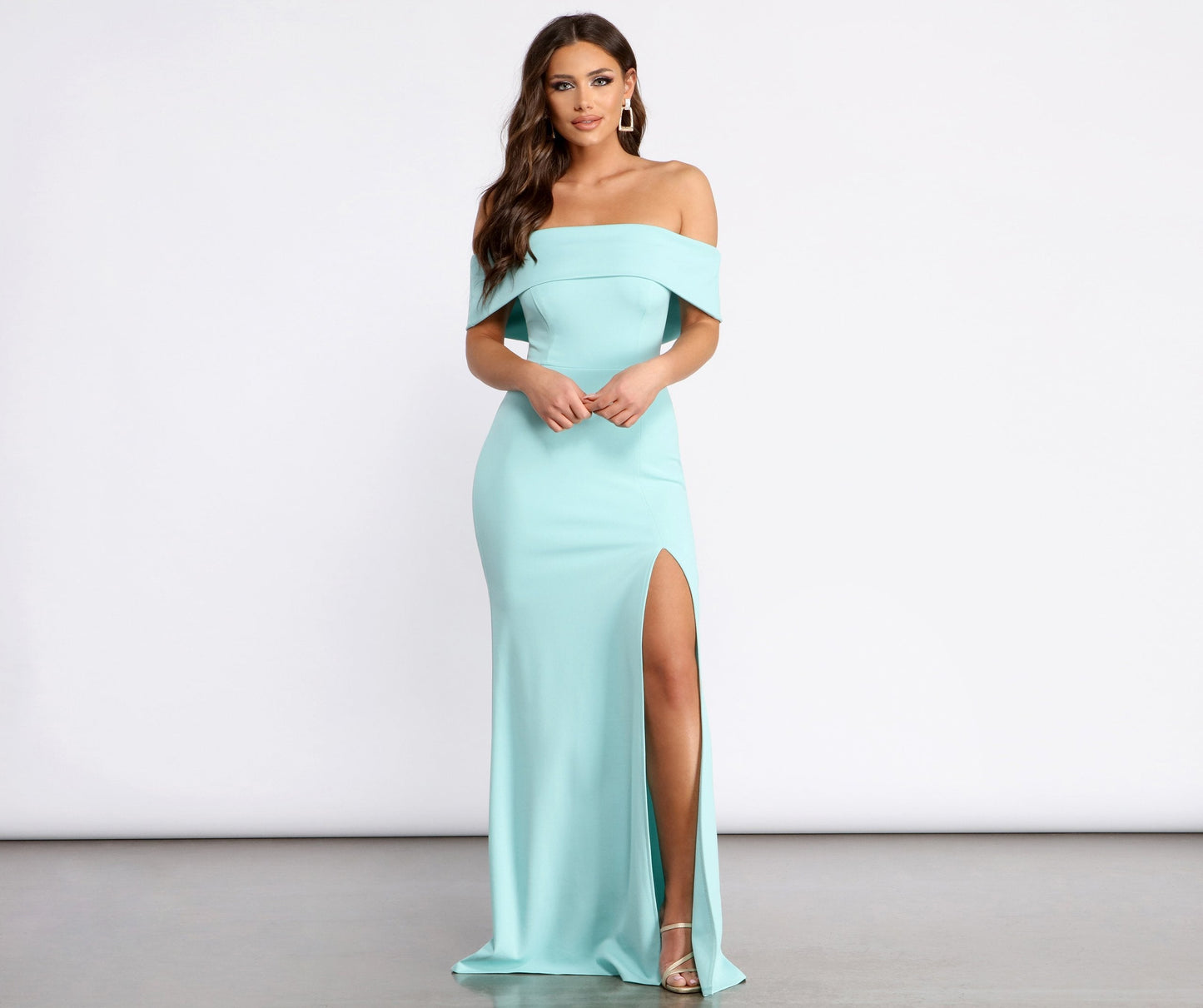 Coralie Off Shoulder Front Slit Dress Ins Street