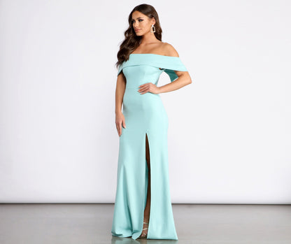 Coralie Off Shoulder Front Slit Dress