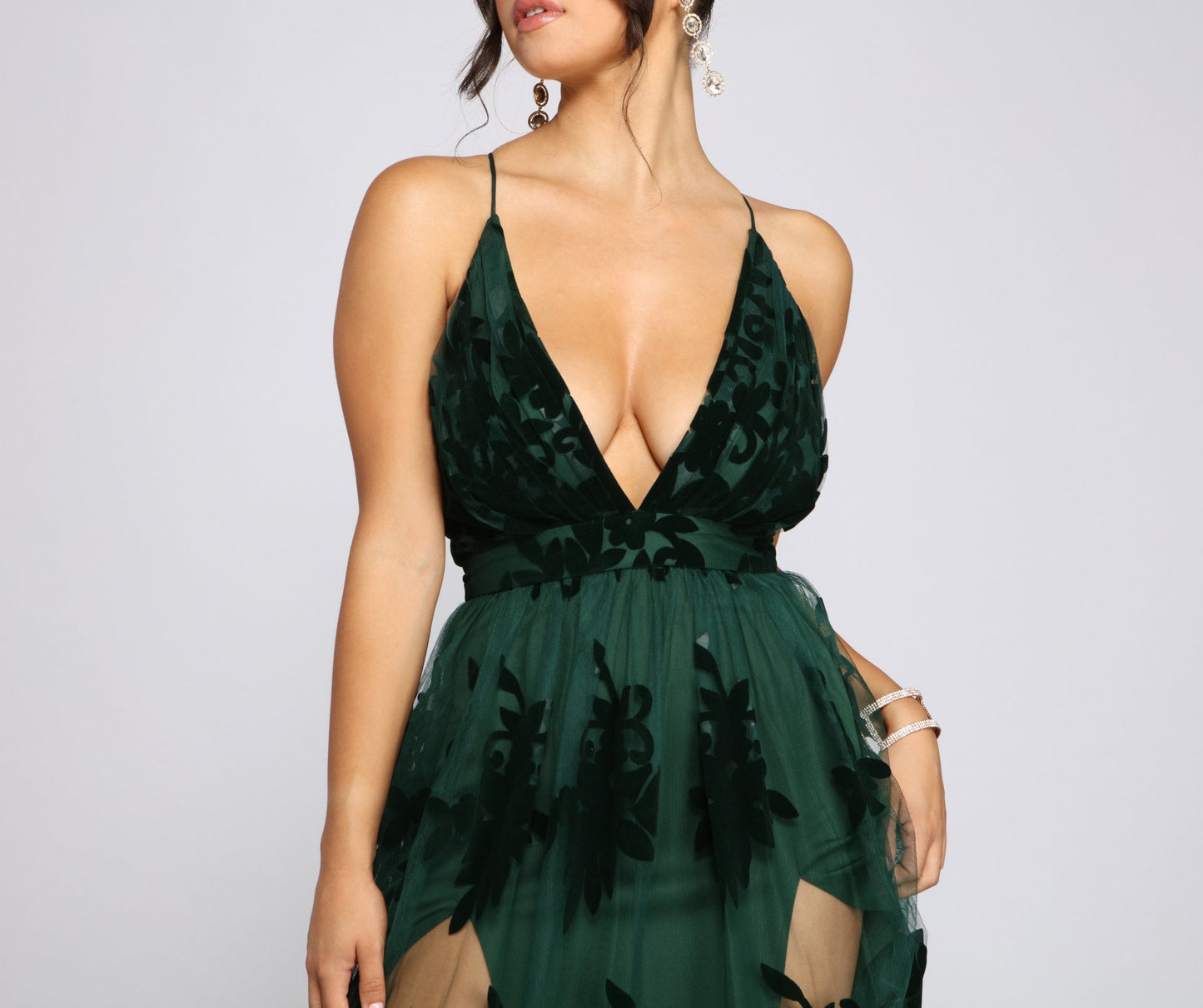 KittenAlarm - Morgan Formal Flocked Velvet Dress