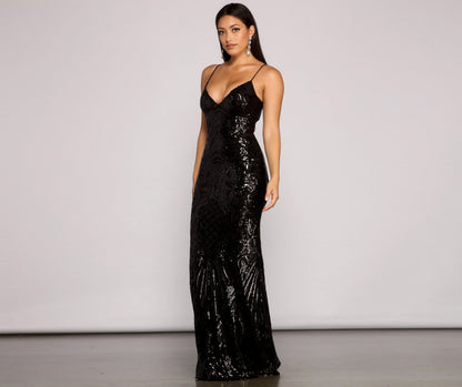 Serena Sequin Mesh Mermaid Dress