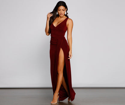 Serena Formal High Slit Lurex Dress Ins Street