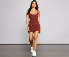 Sleeveless Shaggy Knit Mini Dress